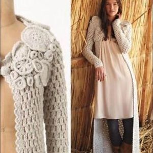 Anthropologie Extra Long Unique Crochet Sweater